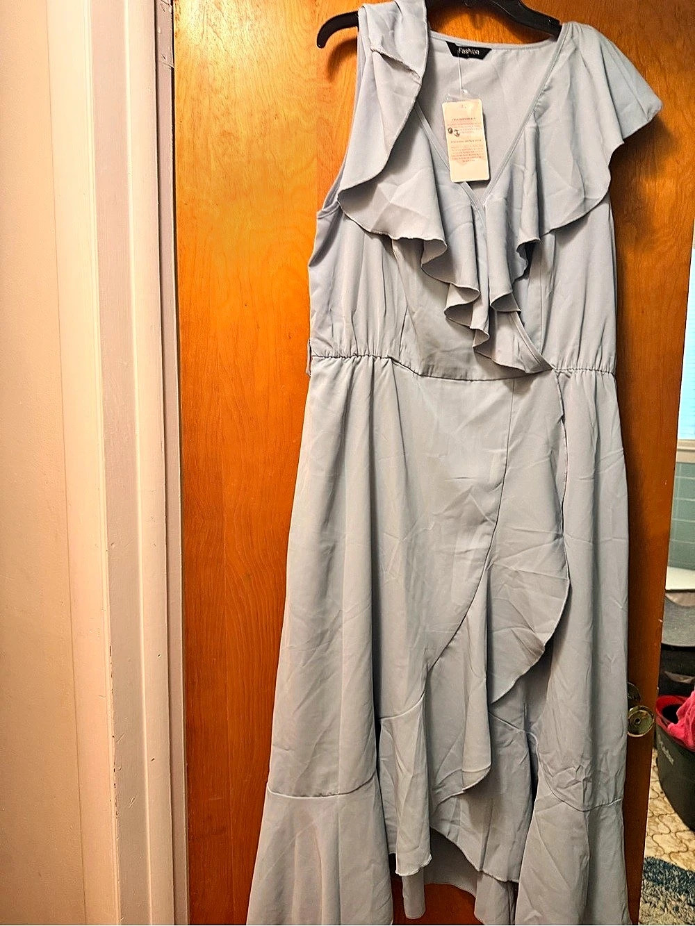 Fashion Women's Ruffle Maxi Dress in Blue NWT